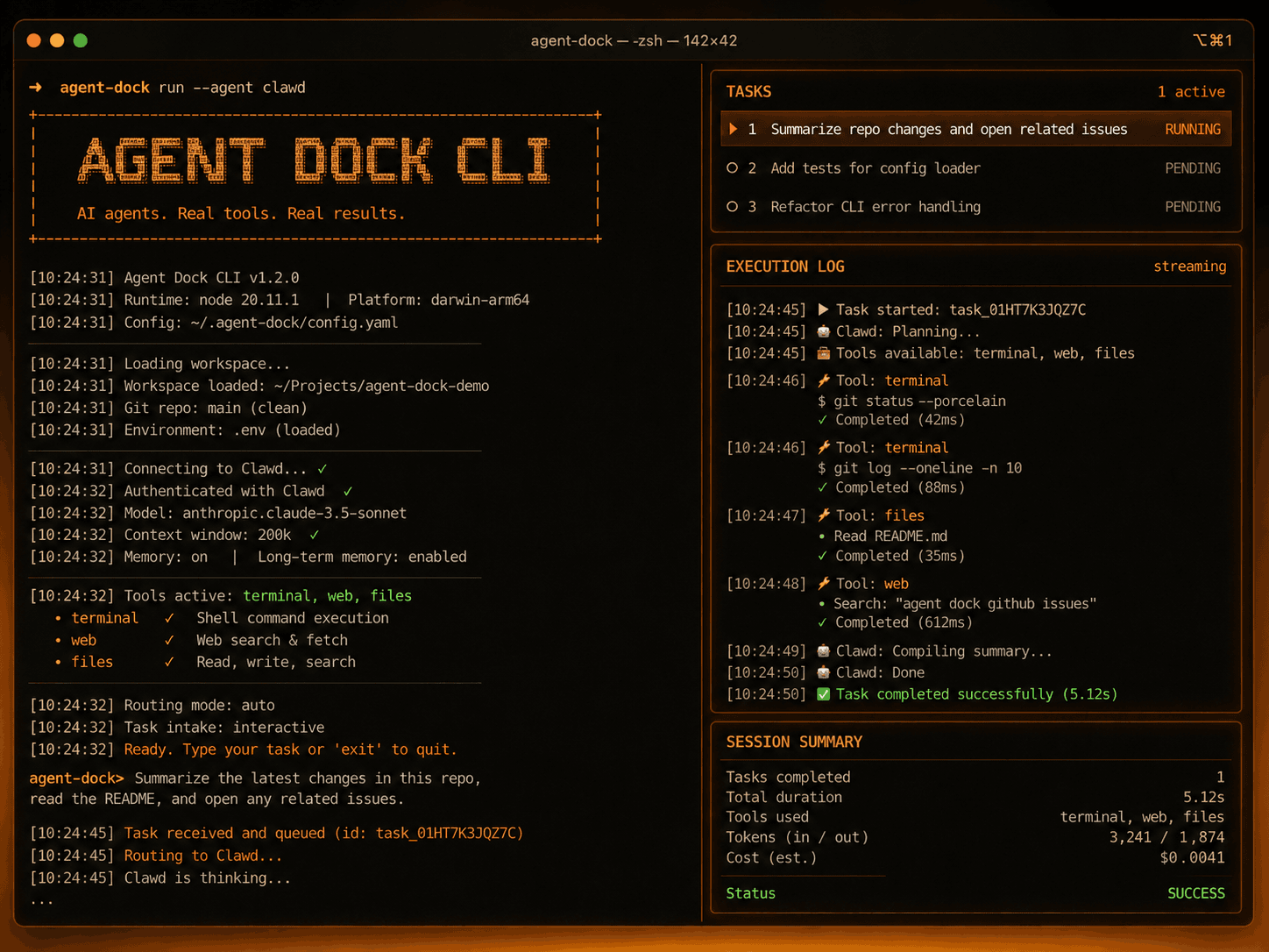 AgentDock context workflow